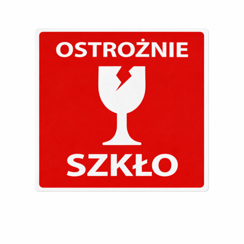 Etykieta "Ostrożnie szkło" 50x50mm 100 sztuk