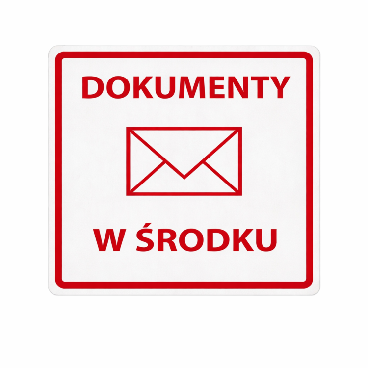 Etykieta "Dokumenty w środku" 70x70mm 10 sztuk